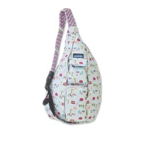 KAVU Rope Bag Cotton Canvas Sling Backpack Beach Camper Print Blue Pink